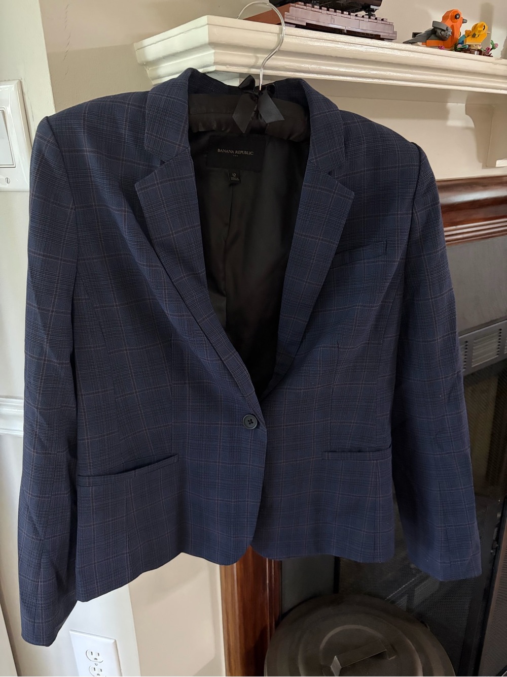 Banana Republic Navy Plaid Blazer